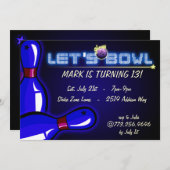 Kosmische Glühen-Bowlings-Party Einladungen (Vorne/Hinten)
