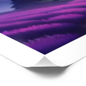 Kosmische Grüngalaxie über Lila Berglandschaft Poster (Ecke)