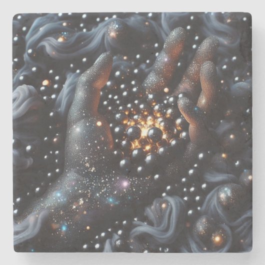 Kosmische Hand und leuchtende Orbs Untersetzer (Vorderseite)