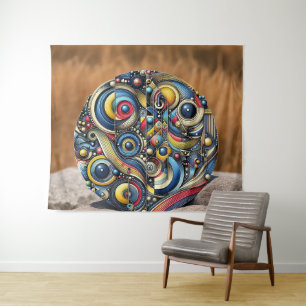 Kosmische Harmonie Geometrische Kunst Zirkuläres D Wandteppich