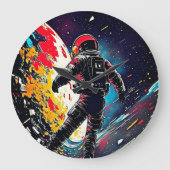 Kosmische Harmonie: im Weltraum verloren Große Wanduhr (Vorderseite)