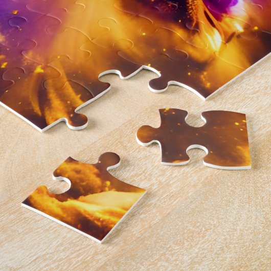 Kosmische, helle Farben im Nebel explodieren im We Puzzle (Seite)