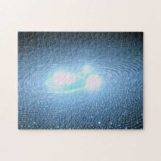 Kosmische, hellweiße Sphären, die sich im Universu Puzzle (Horizontal)