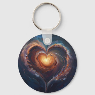 Kosmische Herzgalaxie-Liebeskunst – Universumsroma Schlüsselanhänger