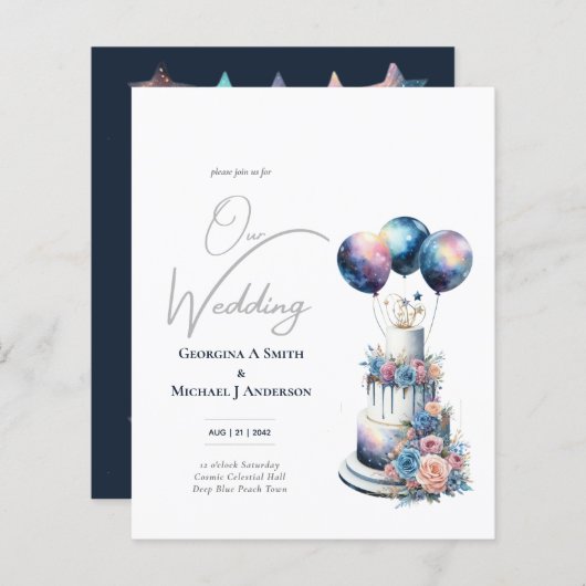 Kosmische Himmelsgalaxie Starry Night Navy Blue (Vorne/Hinten)