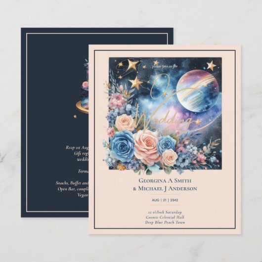 Kosmische Himmelsgalaxie Starry Night Navy Blue (Vorne/Hinten)