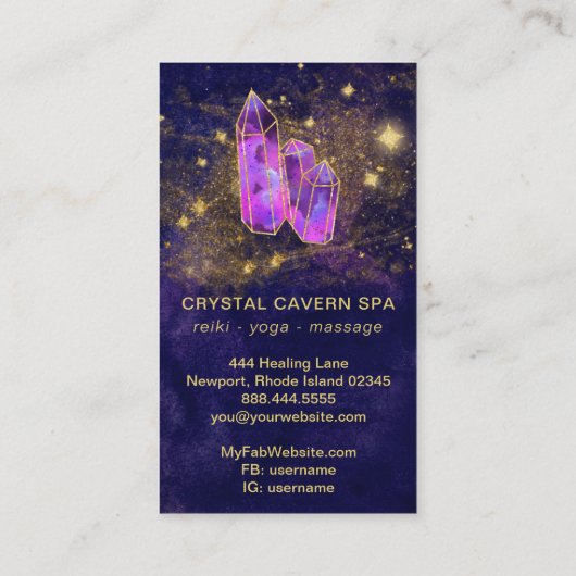 *~* Kosmische Himmelskristalle Gold Glitzer Visitenkarte (Rückseite)