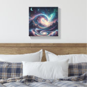 Kosmische Himmelswache Wall Art | Moon & Ocean Leinwanddruck (Insitu (Schlafzimmer))