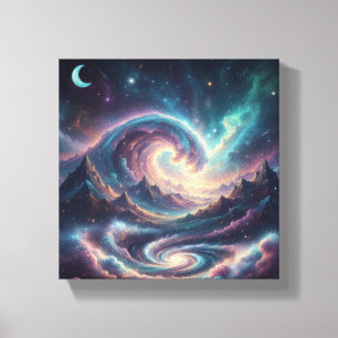 Kosmische Himmelswache Wall Art   Moon & Ocean Leinwanddruck