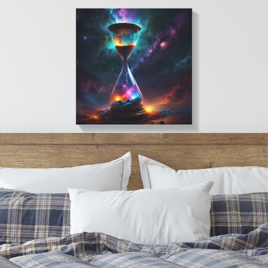 Kosmische Hourglaskästen mit glühenden Körnern Leinwanddruck (Insitu (Schlafzimmer))