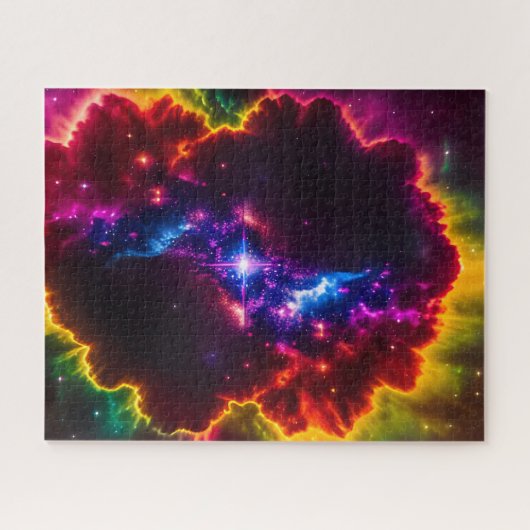 Kosmische Indigo Fantasy Cloud mit Starry Center Puzzle (Horizontal)