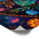 KOSMISCHE JUWELFARBENE FLORALE MANDALA-KUNST POSTER (Ecke)
