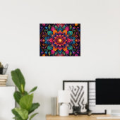KOSMISCHE JUWELFARBENE FLORALE MANDALA-KUNST POSTER (Heimbüro)