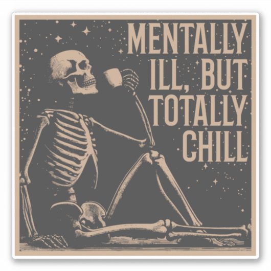 Kosmische Kälte: Das entspannte Skelett Aufkleber (Vorderseite)