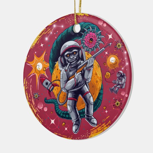 Kosmische Kapern: Spielen im Retro-Raum Keramik Ornament (Links)
