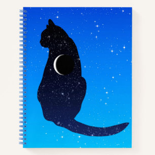 Kosmische Katze auf einem sternenklaren Himmelshin Notizblock