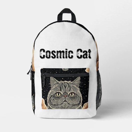 Kosmische Katze Bedruckter Rucksack (Vorderseite)