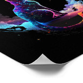 Kosmische Katze Cool farbiger Halbmond und Wolken Poster (Ecke)