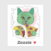 Kosmische Katze, die Pizza und Taco essen Aufkleber (Blatt)