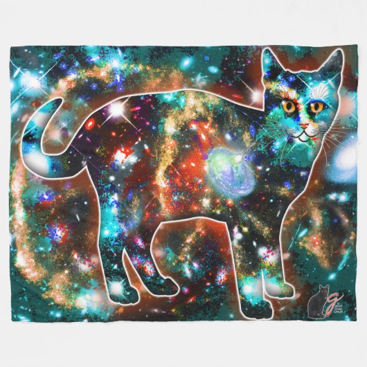 Kosmische Katze Gamma Fleecedecke (Vorderseite (Horizontal))