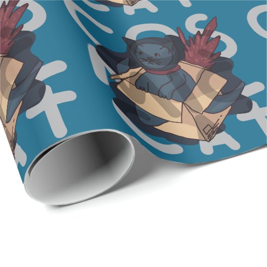 Kosmische Katze Geschenkpapier (Rolleneckpunkt)