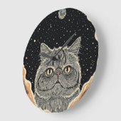 Kosmische Katze Große Wanduhr (Winkel)