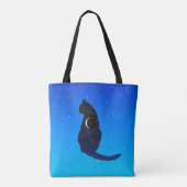 Kosmische Katze im Hintergrund eines Sternenhimmel Tasche (Rückseite)