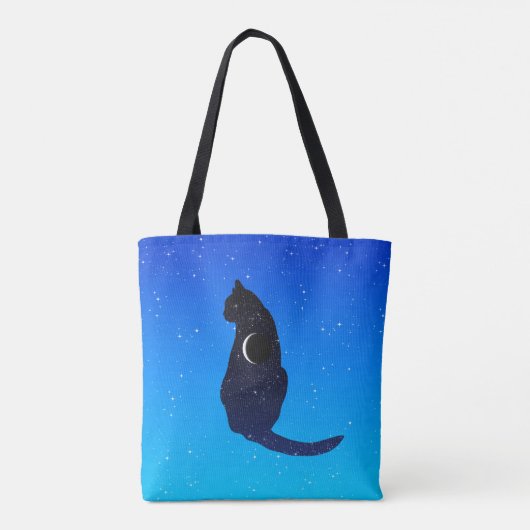 Kosmische Katze im Hintergrund eines Sternenhimmel Tasche (Rückseite)