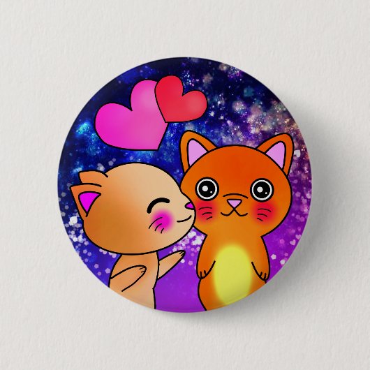 Kosmische Katze im Weltraum Kiss Button (Vorderseite)