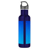 Kosmische Katze in Sternen und Mondmondmuster Edelstahlflasche (Rückseite)