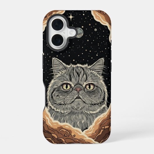 Kosmische Katze iPhone 16 Hülle (Rückseite)