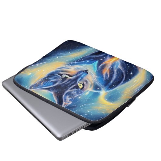 Kosmische Katze Laptopschutzhülle (Vorne Knopf)