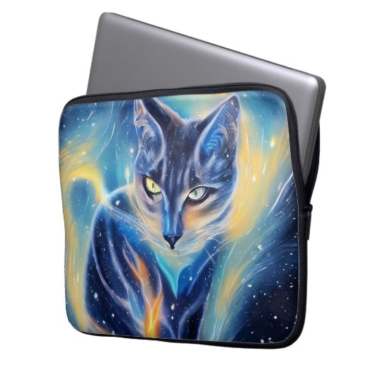 Kosmische Katze Laptopschutzhülle (Vorderseite Links)