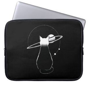 Kosmische Katze Minimalistische Linienkunst Laptop Laptopschutzhülle
