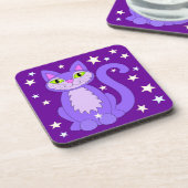 Kosmische Katze Niedlich Lächeln Cartoon Kitty Lil Untersetzer (Linke Seite)