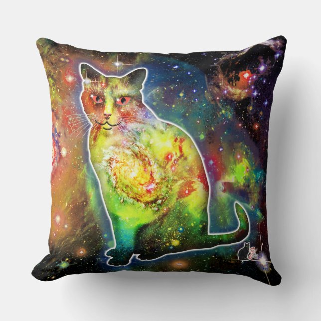 Kosmische Katze Omicron Kissen (Vorderseite)