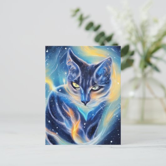 Kosmische Katze Postkarte (Stehend Vorderseite)