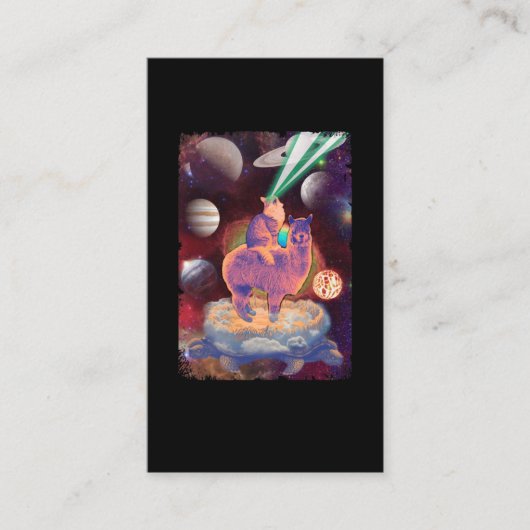 Kosmische Katze Reiten Llama Alpaca Schildkröte Ra Visitenkarte (Vorderseite)