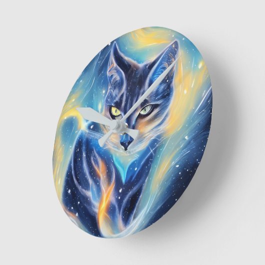 Kosmische Katze Runde Wanduhr (Winkel)