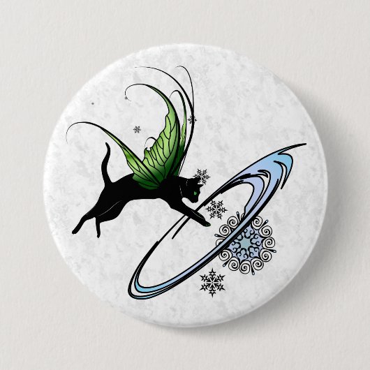 Kosmische Katze Snowflake Button (Vorderseite)