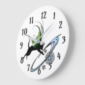Kosmische Katze Snowflake Große Wanduhr (Winkel)