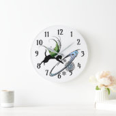 Kosmische Katze Snowflake Große Wanduhr (Zuhause)