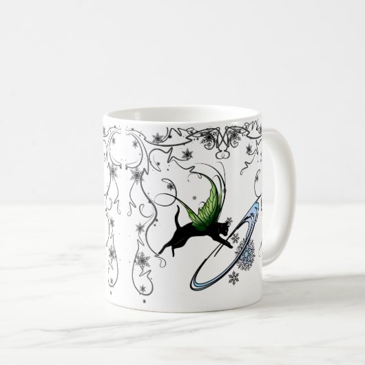 Kosmische Katze Snowflake Kaffeetasse (VorderseiteRechts)