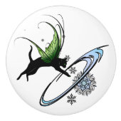 Kosmische Katze Snowflake Keramikknauf (Vorderseite)