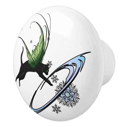 Kosmische Katze Snowflake Keramikknauf (Rechts)