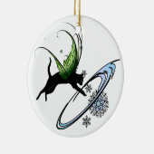 Kosmische Katze Snowflake Keramikornament (Rechts)