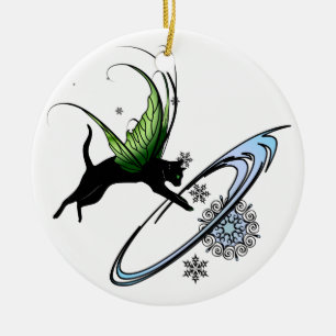 Kosmische Katze Snowflake Keramikornament