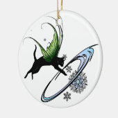 Kosmische Katze Snowflake Keramikornament (Links)