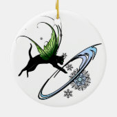 Kosmische Katze Snowflake Keramikornament (Hinten)
