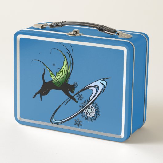 Kosmische Katze Snowflake Metall Lunch Box (Vorderseite)